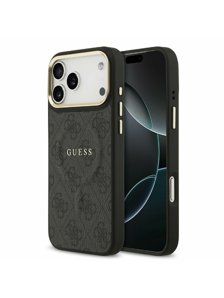 Guess Guess PU Leather 4G Gold Frame MagSafe Zadnji Ovitek za iPhone 17 Pro Max Black