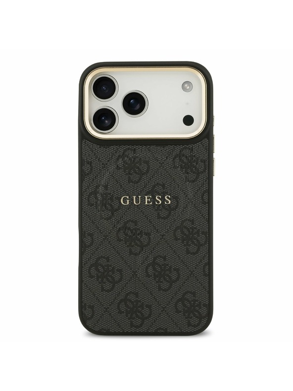 Guess Guess PU Leather 4G Gold Frame MagSafe Zadnji Ovitek za iPhone 17 Pro Max Black