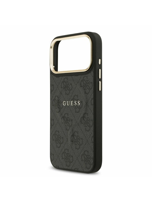 Guess Guess PU Leather 4G Gold Frame MagSafe Zadnji Ovitek za iPhone 17 Pro Max Black