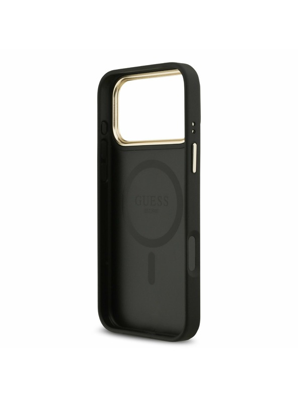 Guess Guess PU Leather 4G Gold Frame MagSafe Zadnji Ovitek za iPhone 17 Pro Max Black