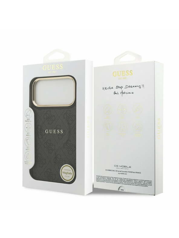 Guess Guess PU Leather 4G Gold Frame MagSafe Zadnji Ovitek za iPhone 17 Pro Max Black