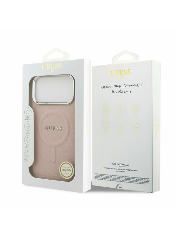 Guess Guess PU Saffiano MagSafe Zadnji Ovitek za iPhone 17 Pro Max Pink