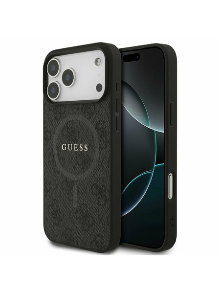 Guess Guess PU Leather 4G Colored Ring MagSafe Zadnji Ovitek za iPhone 17 Pro Max Black