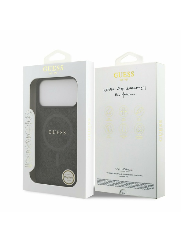 Guess Guess PU Leather 4G Colored Ring MagSafe Zadnji Ovitek za iPhone 17 Pro Max Black