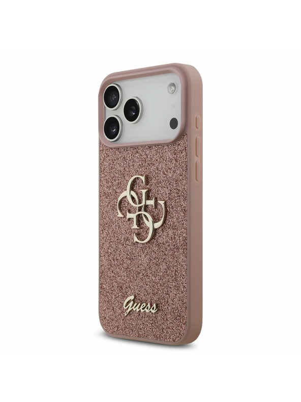 Guess Guess PU Fixed Glitter 4G Metal Logo Zadnji Ovitek za iPhone 17 Pro Max Pink