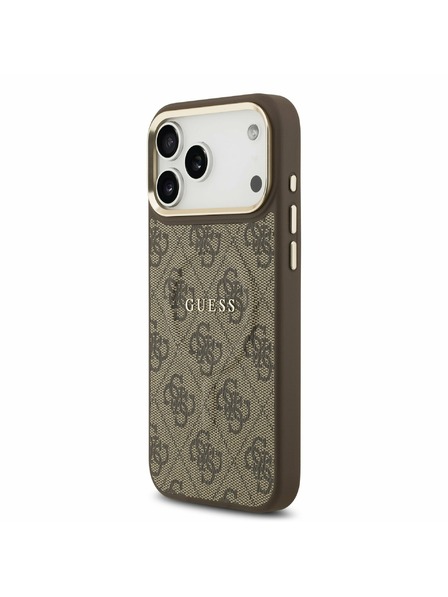 Guess Guess PU Leather 4G Gold Frame MagSafe Zadnji Ovitek za iPhone 17 Pro Max Brown
