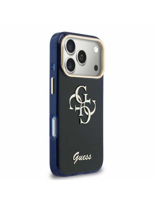 Guess Guess IML 4G Script Metal Logo Zadnji Ovitek za iPhone 17 Pro Max Blue