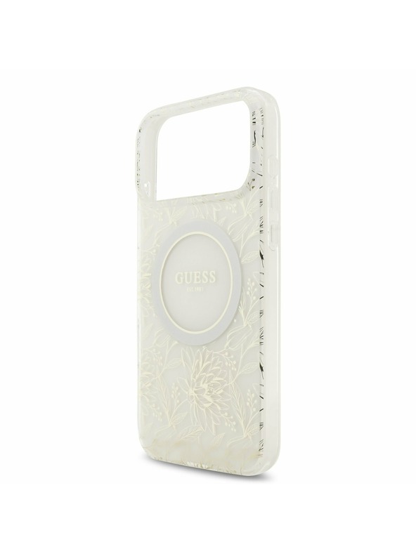 Guess Guess IML Flowers Allover Strap MagSafe Zadnji Ovitek za iPhone 17 Pro Max White