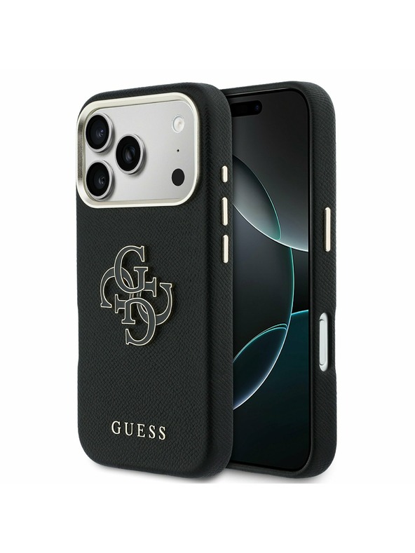 Guess Guess PU Resin Logo Zadnji Ovitek za iPhone 17 Pro Max Black
