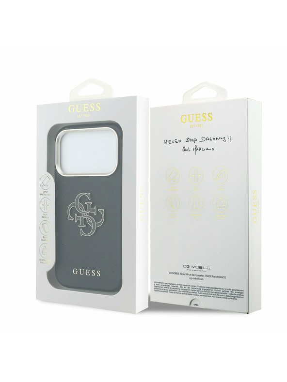 Guess Guess PU Resin Logo Zadnji Ovitek za iPhone 17 Pro Max Black