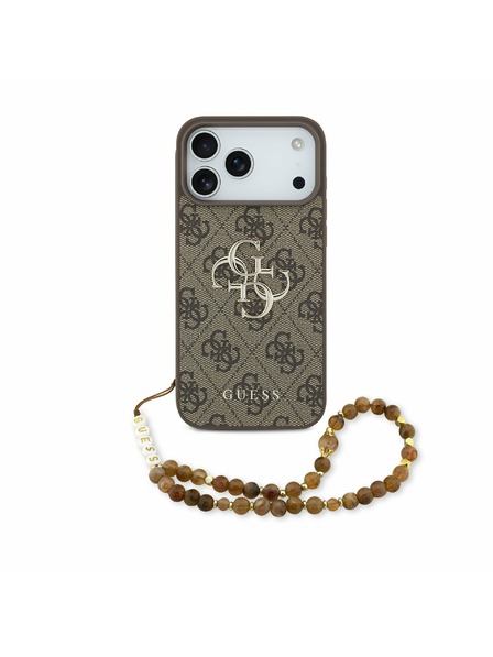 Guess Guess PU 4G Metal Logo Strap Zadnji Ovitek za iPhone 17 Pro Max Brown