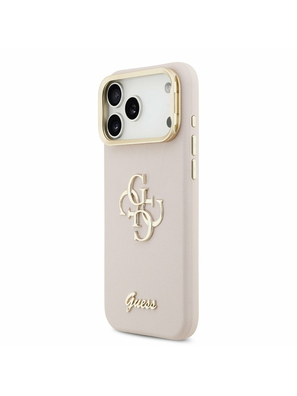 Guess Guess PU Grained 4G Logo Stand Camera Frame Zadnji Ovitek za iPhone 17 Pro Max Pink