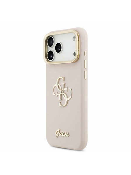 Guess Guess PU Grained 4G Logo Stand Camera Frame Zadnji Ovitek za iPhone 17 Pro Max Pink