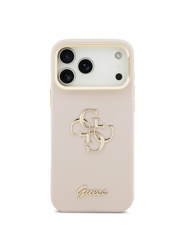 Guess Guess PU Grained 4G Logo Stand Camera Frame Zadnji Ovitek za iPhone 17 Pro Max Pink