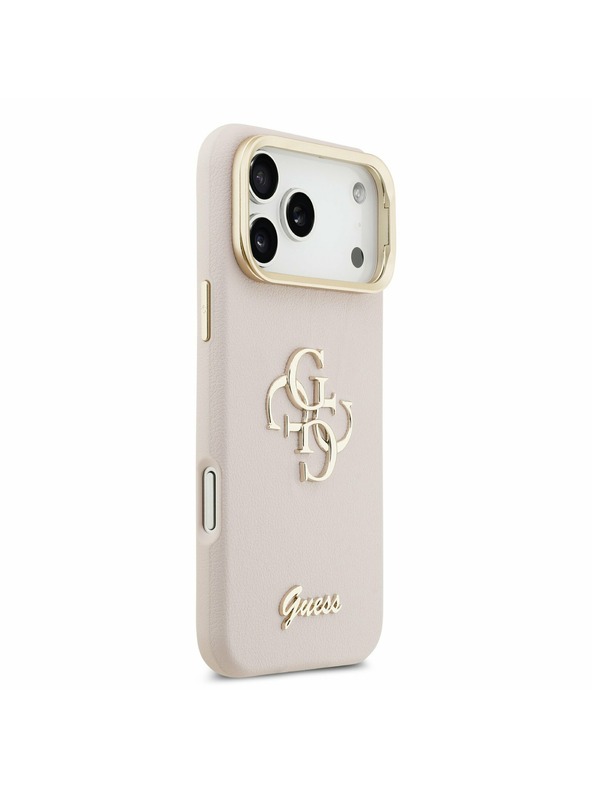 Guess Guess PU Grained 4G Logo Stand Camera Frame Zadnji Ovitek za iPhone 17 Pro Max Pink