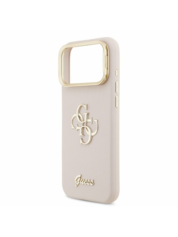 Guess Guess PU Grained 4G Logo Stand Camera Frame Zadnji Ovitek za iPhone 17 Pro Max Pink
