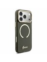 Guess Guess IML Glitter Script Strap MagSafe Zadnji Ovitek za iPhone 17 Pro Max Black