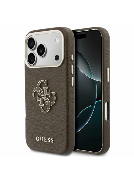 Guess Guess PU Resin Logo Zadnji Ovitek za iPhone 17 Pro Max Brown