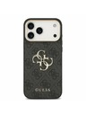 Guess Guess PU Leather 4G Metal Logo Gold Frame Zadnji Ovitek za iPhone 17 Pro Max Black