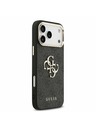 Guess Guess PU Leather 4G Metal Logo Gold Frame Zadnji Ovitek za iPhone 17 Pro Max Black