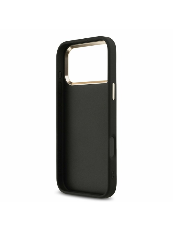 Guess Guess PU Leather 4G Metal Logo Gold Frame Zadnji Ovitek za iPhone 17 Pro Max Black