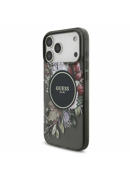 Guess Guess IML Flowers Strap MagSafe Zadnji Ovitek za iPhone 17 Pro Max Black