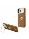 Guess Guess PU Grained 4G Logo Stand Camera Frame Zadnji Ovitek za iPhone 17 Pro Max Brown