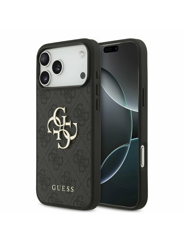 Guess Guess PU 4G Metal Logo Zadnji Ovitek za iPhone 17 Pro Max Grey