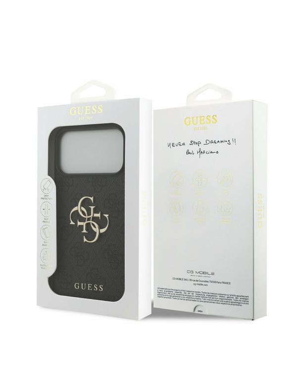 Guess Guess PU 4G Metal Logo Zadnji Ovitek za iPhone 17 Pro Max Grey