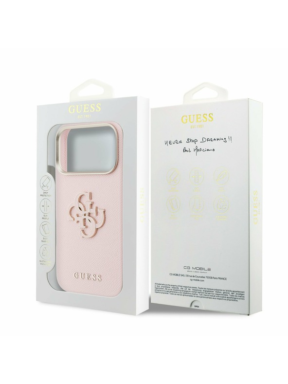 Guess Guess PU Resin Logo Zadnji Ovitek za iPhone 17 Pro Max Pink