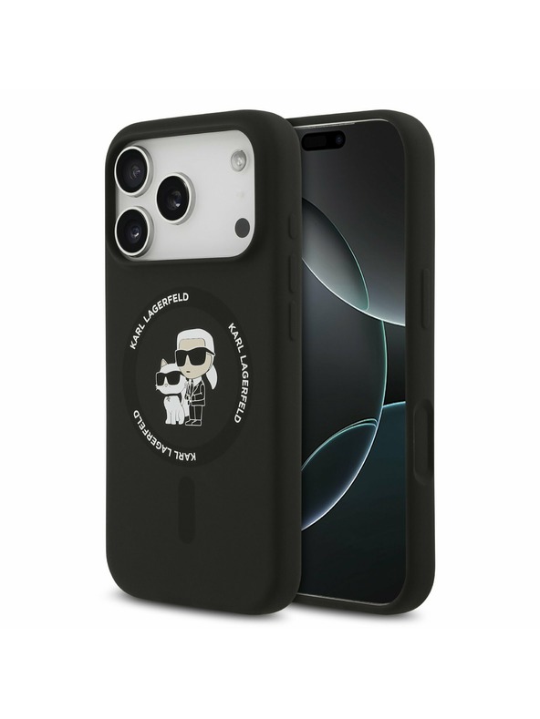 Karl Lagerfeld Karl Lagerfeld Liquid Silicone Karl and Choupette MagSafe Zadnji Ovitek za iPhone 17 Pro Max Black