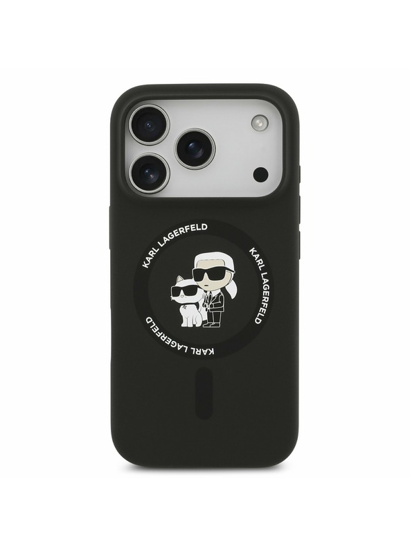 Karl Lagerfeld Karl Lagerfeld Liquid Silicone Karl and Choupette MagSafe Zadnji Ovitek za iPhone 17 Pro Max Black