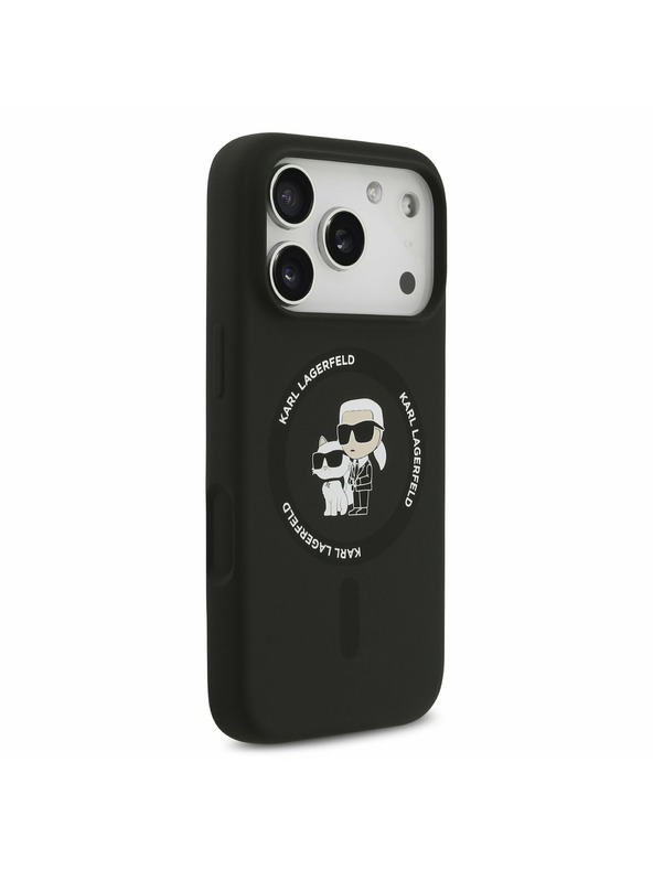 Karl Lagerfeld Karl Lagerfeld Liquid Silicone Karl and Choupette MagSafe Zadnji Ovitek za iPhone 17 Pro Max Black