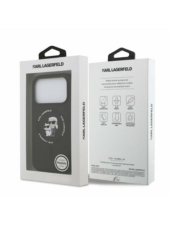 Karl Lagerfeld Karl Lagerfeld Liquid Silicone Karl and Choupette MagSafe Zadnji Ovitek za iPhone 17 Pro Max Black
