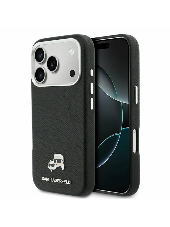 Karl Lagerfeld Karl Lagerfeld PU Karl and Choupette Heads Pins MagSafe Zadnji Ovitek za iPhone 17 Pro Max Black