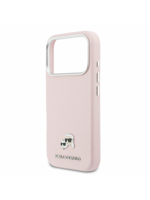 Karl Lagerfeld Karl Lagerfeld PU Karl and Choupette Heads Pins MagSafe Zadnji Ovitek za iPhone 17 Pro Max Pink