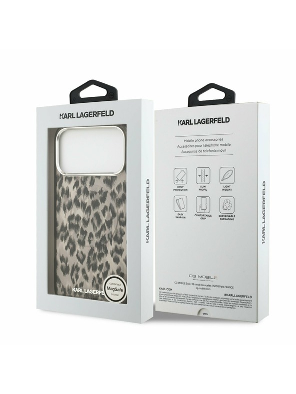 Karl Lagerfeld Karl Lagerfeld IML Leopard MagSafe Zadnji Ovitek za iPhone 17 Pro Max Brown