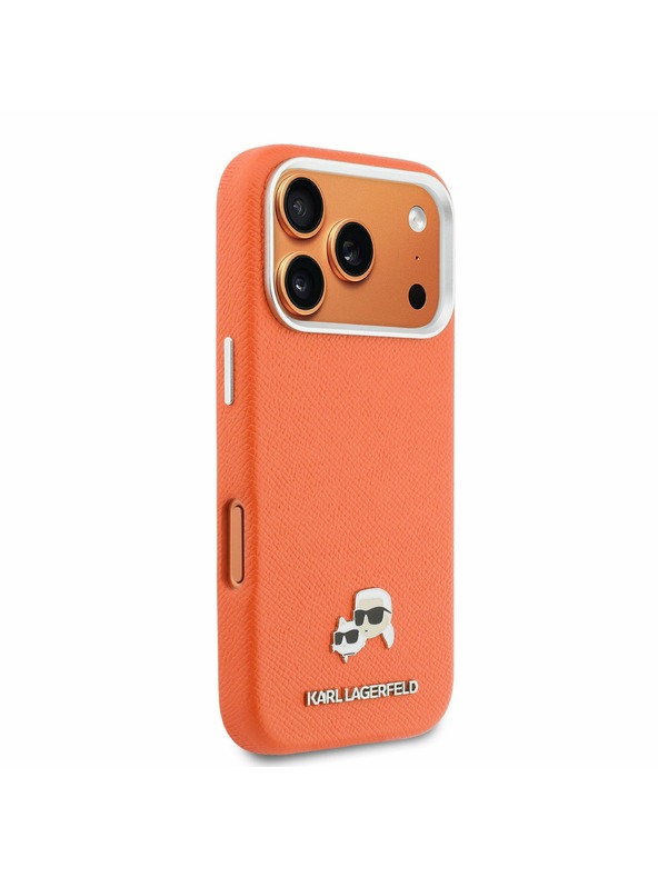 Karl Lagerfeld Karl Lagerfeld PU Karl and Choupette Heads Pins MagSafe Zadnji Ovitek za iPhone 17 Pro Max Orange
