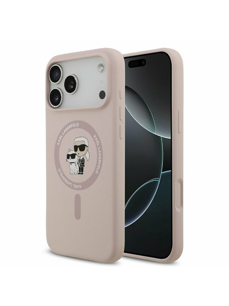 Karl Lagerfeld Karl Lagerfeld Liquid Silicone Karl and Choupette MagSafe Zadnji Ovitek za iPhone 17 Pro Max Pink