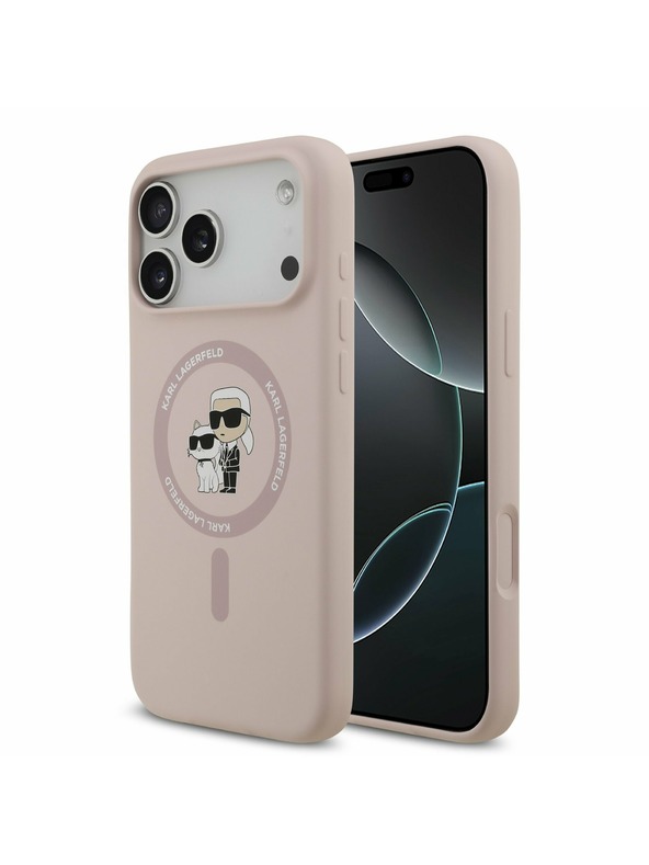 Karl Lagerfeld Karl Lagerfeld Liquid Silicone Karl and Choupette MagSafe Zadnji Ovitek za iPhone 17 Pro Max Pink