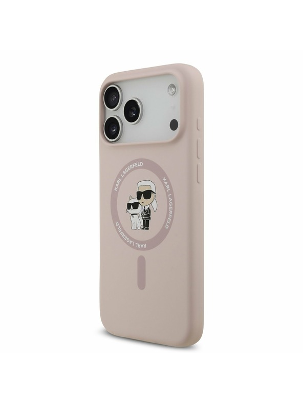 Karl Lagerfeld Karl Lagerfeld Liquid Silicone Karl and Choupette MagSafe Zadnji Ovitek za iPhone 17 Pro Max Pink