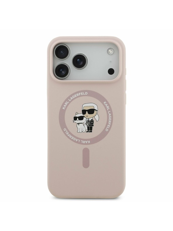 Karl Lagerfeld Karl Lagerfeld Liquid Silicone Karl and Choupette MagSafe Zadnji Ovitek za iPhone 17 Pro Max Pink