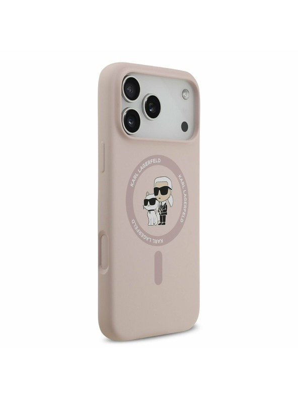 Karl Lagerfeld Karl Lagerfeld Liquid Silicone Karl and Choupette MagSafe Zadnji Ovitek za iPhone 17 Pro Max Pink