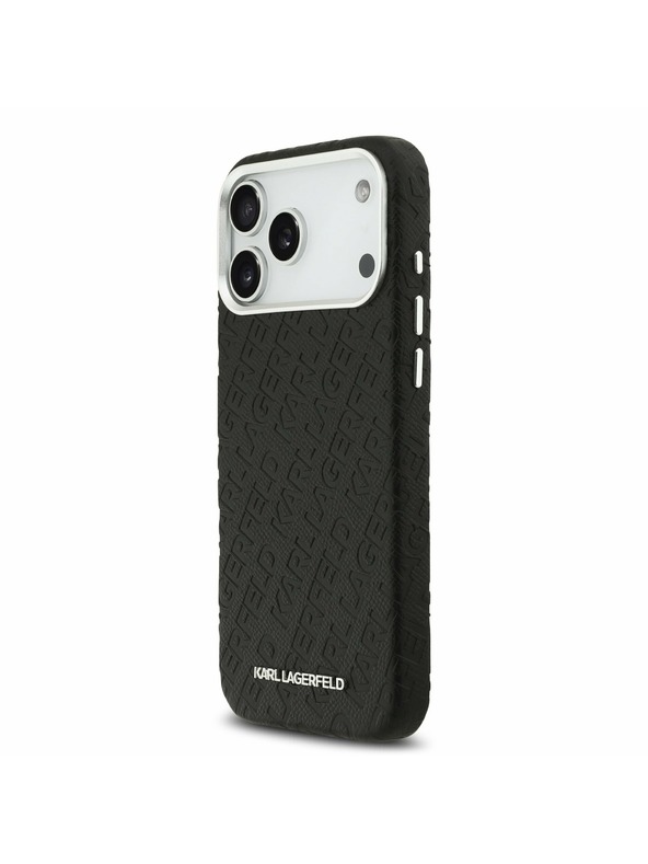 Karl Lagerfeld Karl Lagerfeld Grained PU Repeated Logo MagSafe Zadnji Ovitek za iPhone 17 Pro Max Black