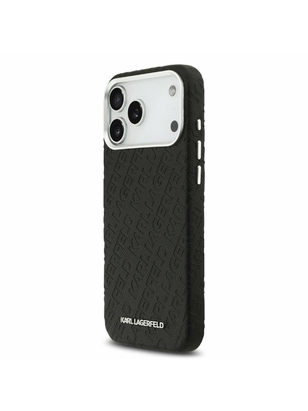 Karl Lagerfeld Karl Lagerfeld Grained PU Repeated Logo MagSafe Zadnji Ovitek za iPhone 17 Pro Max Black