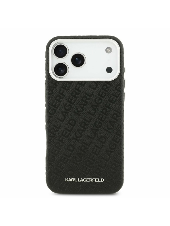 Karl Lagerfeld Karl Lagerfeld Grained PU Repeated Logo MagSafe Zadnji Ovitek za iPhone 17 Pro Max Black