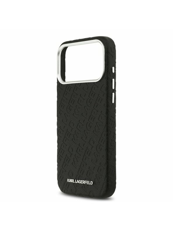 Karl Lagerfeld Karl Lagerfeld Grained PU Repeated Logo MagSafe Zadnji Ovitek za iPhone 17 Pro Max Black
