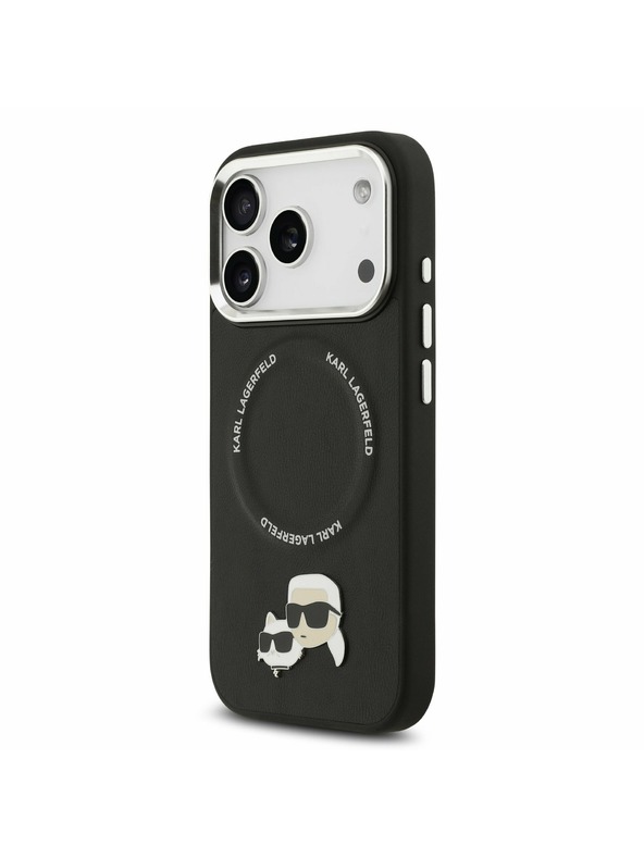Karl Lagerfeld Karl Lagerfeld PU Karl and Choupette Heads Pins MagSafe Zadnji Ovitek za iPhone 17 Pro Max Black