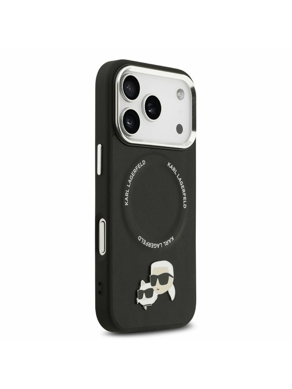 Karl Lagerfeld Karl Lagerfeld PU Karl and Choupette Heads Pins MagSafe Zadnji Ovitek za iPhone 17 Pro Max Black