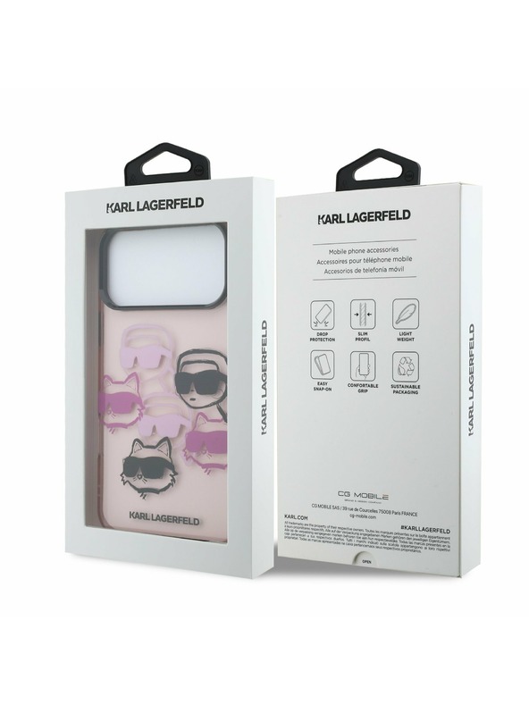 Karl Lagerfeld Karl Lagerfeld IML Multi K&CH Heads Zadnji Ovitek za iPhone 17 Pro Max Pink